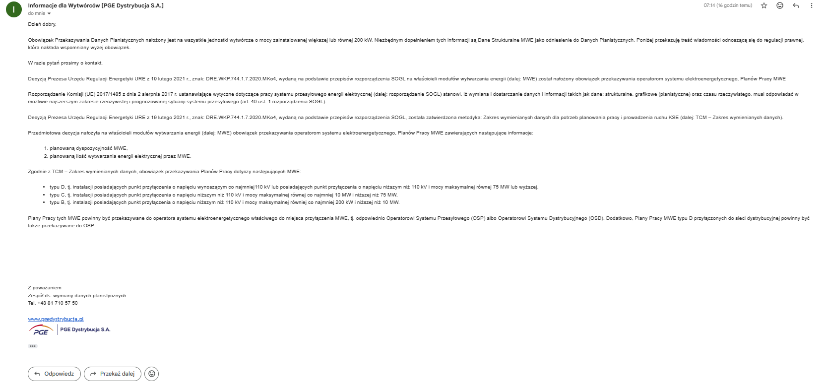 Obowiązek sporządzania planów pracy – komunikat operatora