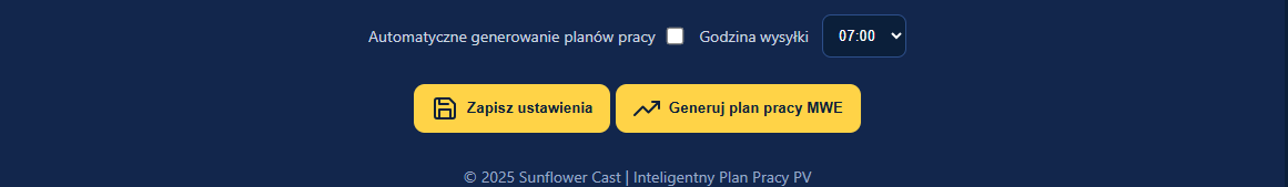 Przyciski zapisu ustawień i generowania planu pracy MWE