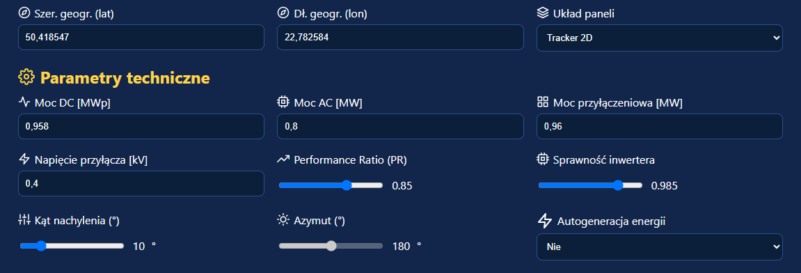 Parametry techniczne instalacji PV w Sunflower Cast